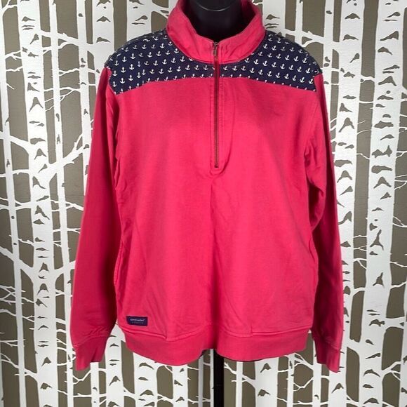 Simply Southern Anchor Print Zip Neck Sweatshirt L - Picture 2 of 9